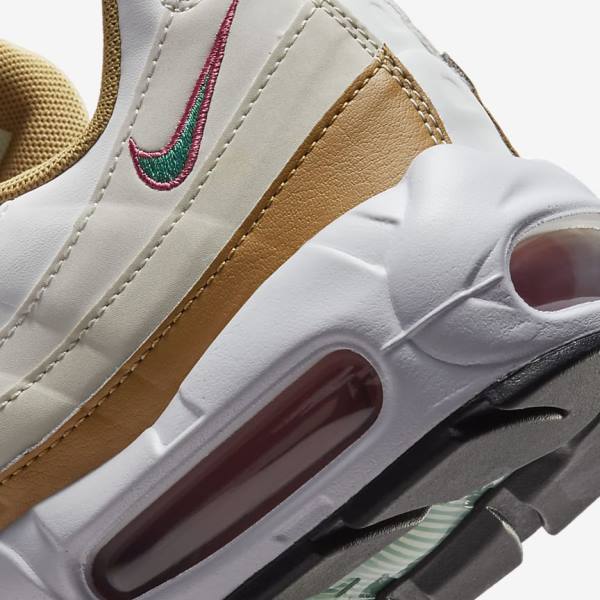 White / Brown / Green Women's Nike Air Max 95 Sneakers | NK850EUM