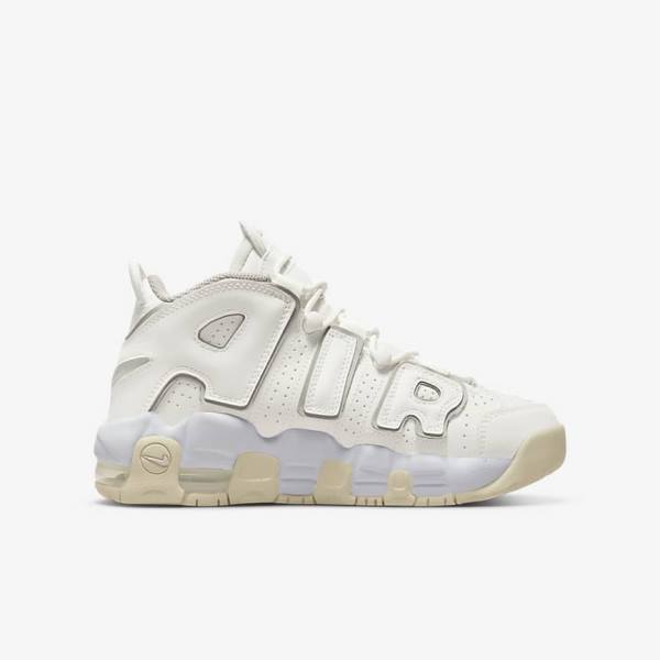 White / Brown / Light Kids' Nike Air More Uptempo Older Sneakers | NK310RVJ