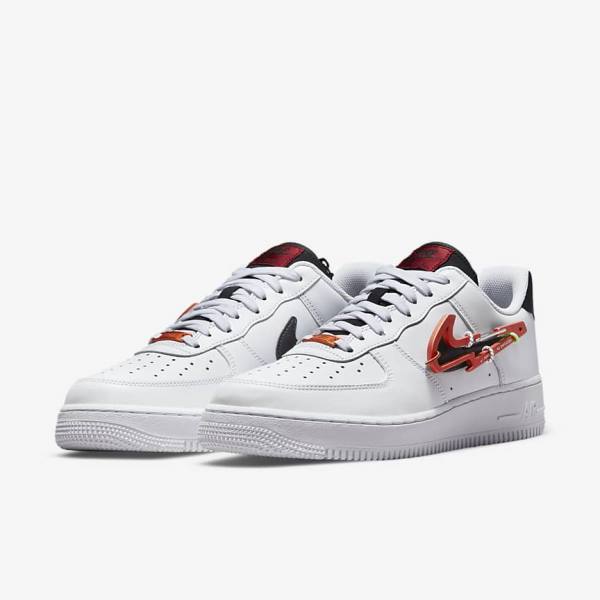 White / Burgundy / Red / Black Men's Nike Air Force 1 07 Premium Sneakers | NK873EMJ