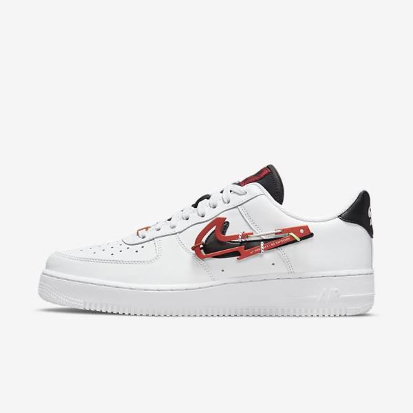 White / Burgundy / Red / Black Men\'s Nike Air Force 1 07 Premium Sneakers | NK873EMJ