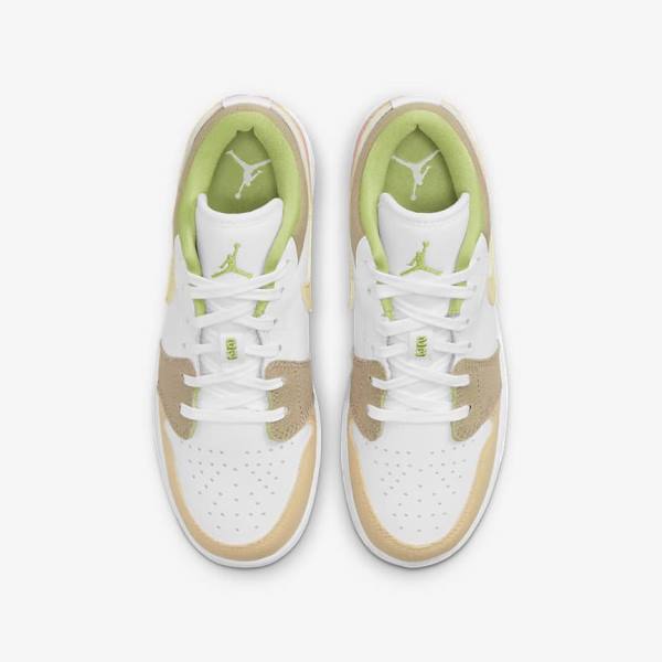 White / Green Kids' Nike Air Jordan 1 Low SE Older Jordan Shoes | NK062XGR