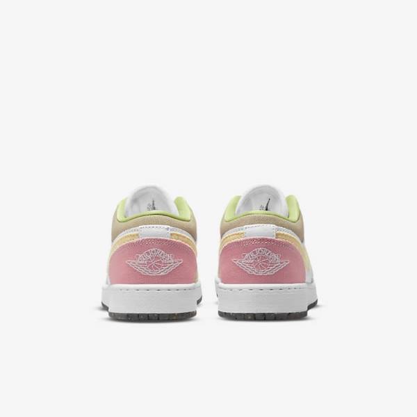 White / Green Kids' Nike Air Jordan 1 Low SE Older Sneakers | NK729EPR