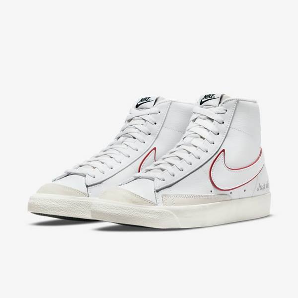 White / Green / Metal Silver / Red Men's Nike Blazer Mid 77 Sneakers | NK327VWF