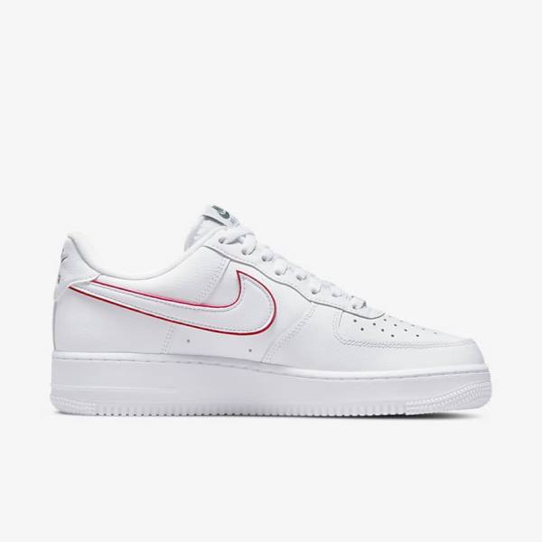 White / Green / Metal Silver / Red Men's Nike Air Force 1 Sneakers | NK761HAD