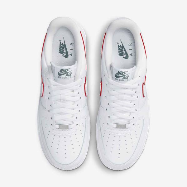 White / Green / Metal Silver / Red Men's Nike Air Force 1 Sneakers | NK761HAD