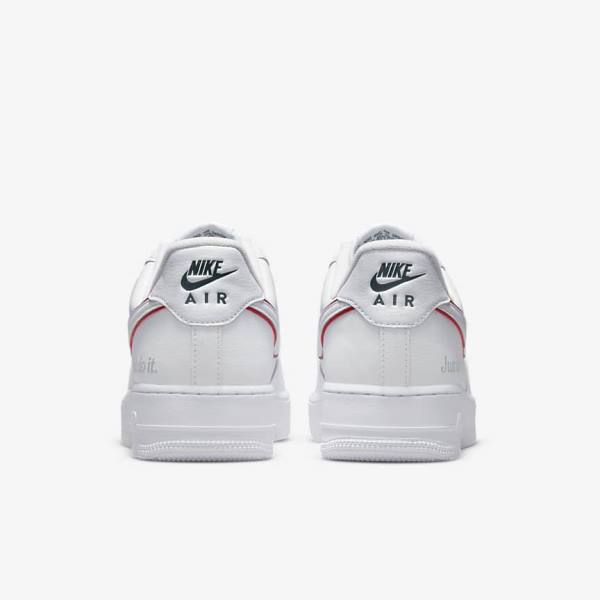 White / Green / Metal Silver / Red Men's Nike Air Force 1 Sneakers | NK761HAD