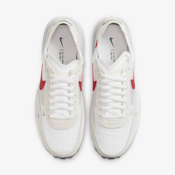 White / Green / Metal Silver / Red Men's Nike Waffle One Sneakers | NK783RMQ