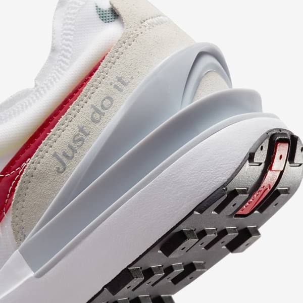 White / Green / Metal Silver / Red Men's Nike Waffle One Sneakers | NK783RMQ