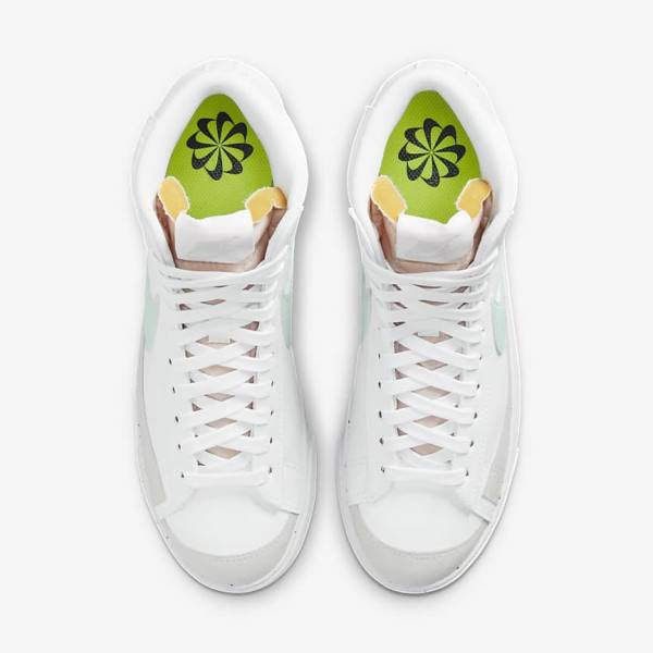 White / Green Women's Nike Blazer Mid 77 Next Nature Sneakers | NK432YVZ