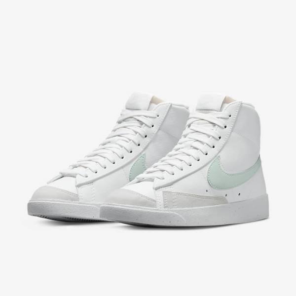 White / Green Women's Nike Blazer Mid 77 Next Nature Sneakers | NK432YVZ