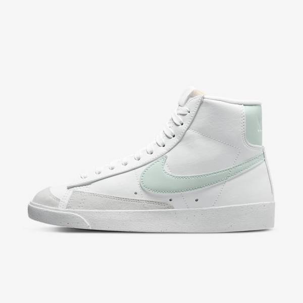 White / Green Women\'s Nike Blazer Mid 77 Next Nature Sneakers | NK432YVZ