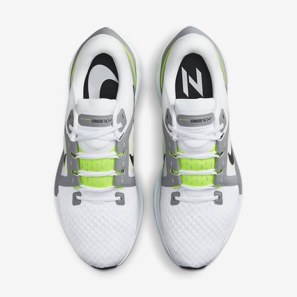 White / Grey / Black Men's Nike Air Zoom Vomero 16 Running Shoes | NK901NPU