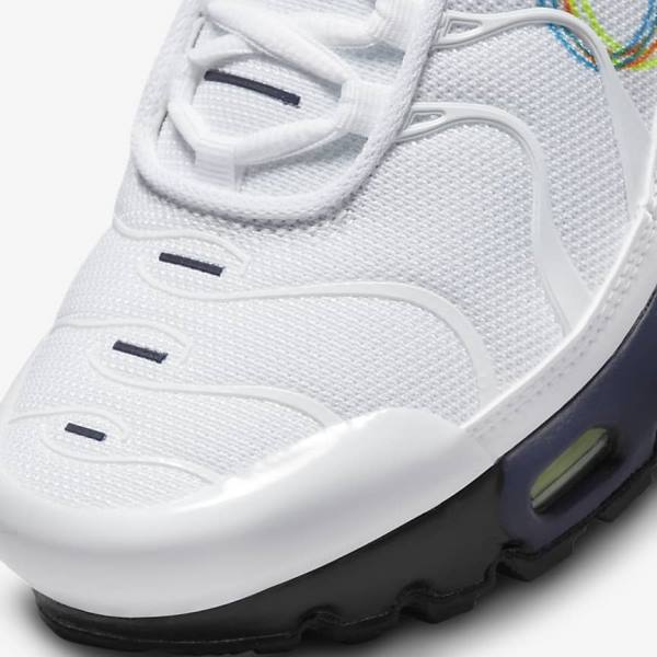 White / Grey / Blue Kids' Nike Air Max Plus Older Sneakers | NK735QMT