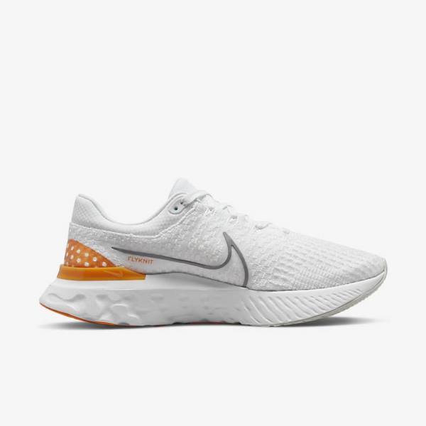 White / Grey Men's Nike React Infinity Run Flyknit 3 Road Running Shoes | NK456OYD