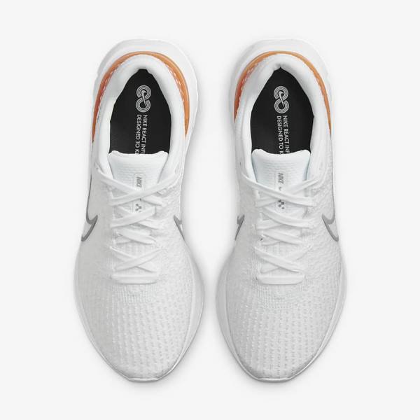 White / Grey Men's Nike React Infinity Run Flyknit 3 Road Running Shoes | NK456OYD