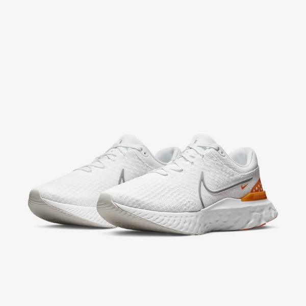 White / Grey Men's Nike React Infinity Run Flyknit 3 Road Running Shoes | NK456OYD