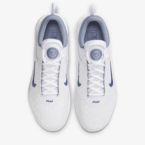 White / Grey / Navy Men's Nike NikeCourt Zoom NXT Hard Court Tennis Shoes | NK307LIG