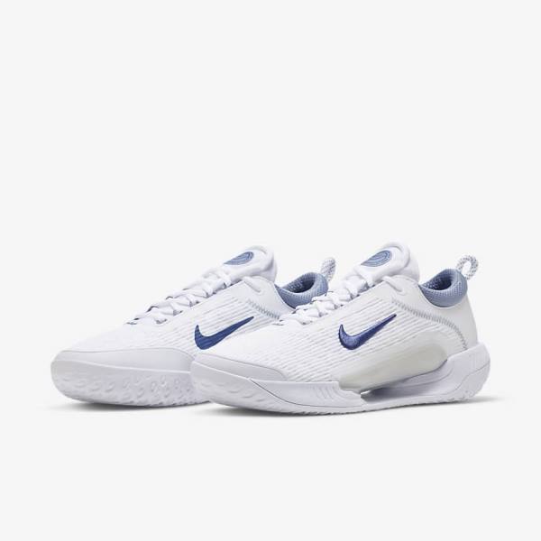 White / Grey / Navy Men's Nike NikeCourt Zoom NXT Hard Court Tennis Shoes | NK307LIG