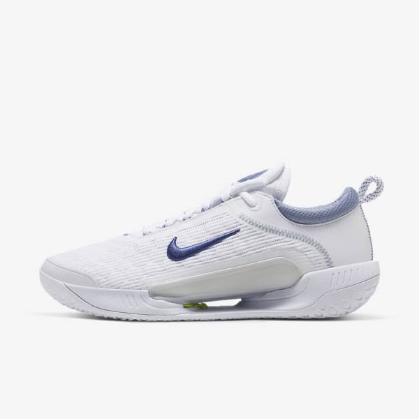 White / Grey / Navy Men\'s Nike NikeCourt Zoom NXT Hard Court Tennis Shoes | NK307LIG