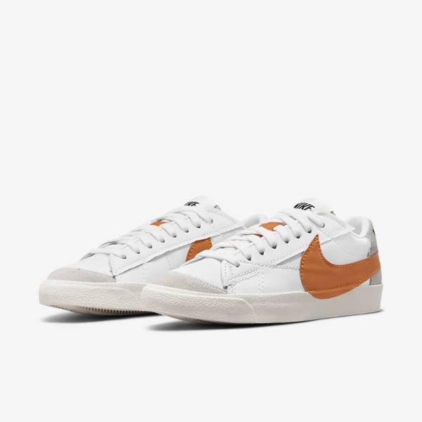 White / Grey / Orange Men's Nike Blazer Low 77 Jumbo Sneakers | NK621TXO