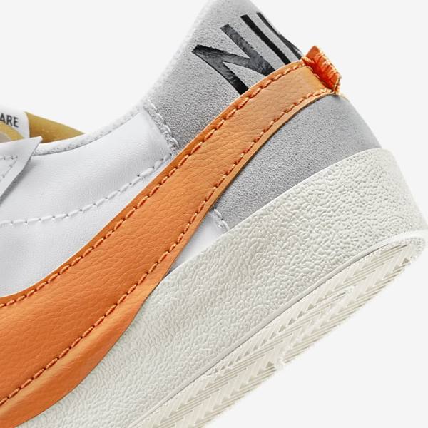 White / Grey / Orange Men's Nike Blazer Low 77 Jumbo Sneakers | NK621TXO