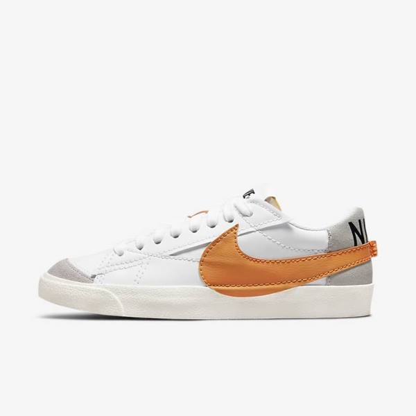 White / Grey / Orange Men\'s Nike Blazer Low 77 Jumbo Sneakers | NK621TXO