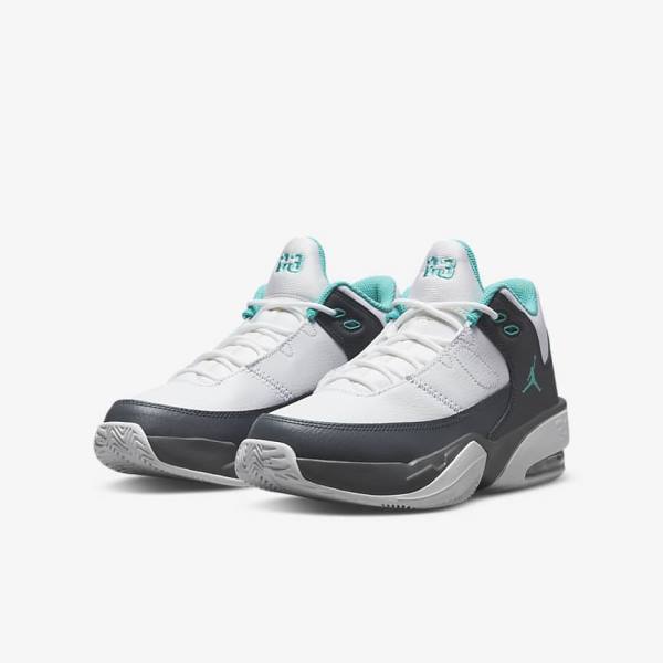 White / Grey / Turquoise Kids' Nike Jordan Max Aura 3 Older Sneakers | NK160IHT