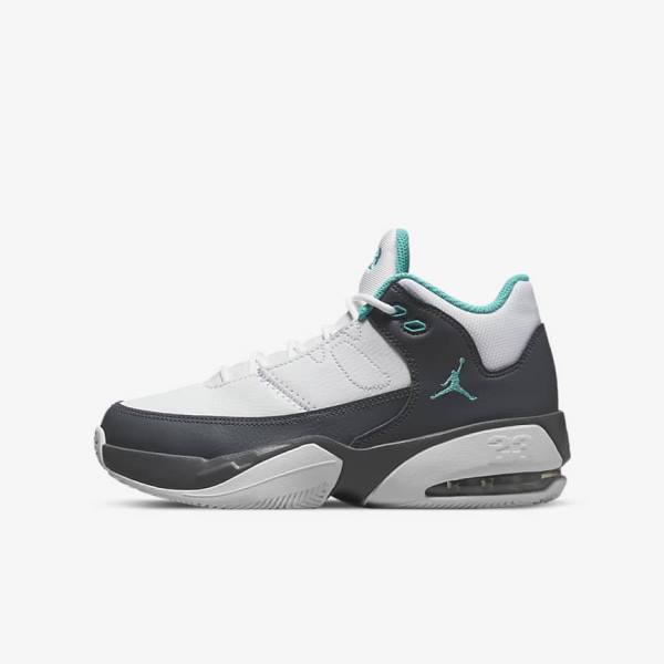 White / Grey / Turquoise Kids\' Nike Jordan Max Aura 3 Older Sneakers | NK160IHT