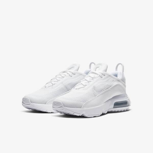 White / Grey / White Kids' Nike Air Max 2090 Older Sneakers | NK945GTH