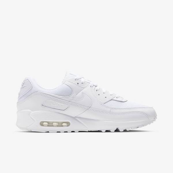 White / Grey / White Men's Nike Air Max 90 Sneakers | NK638XFZ