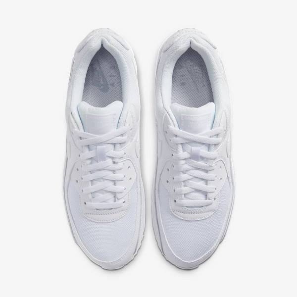 White / Grey / White Men's Nike Air Max 90 Sneakers | NK638XFZ