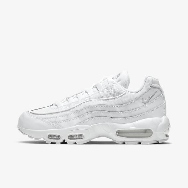 White / Grey / White Men\'s Nike Air Max 95 Essential Sneakers | NK903CLT