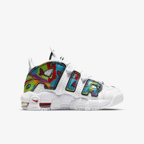 White Kids' Nike Air More Uptempo Older Sneakers | NK285TOZ