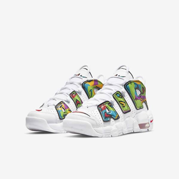 White Kids' Nike Air More Uptempo Older Sneakers | NK285TOZ