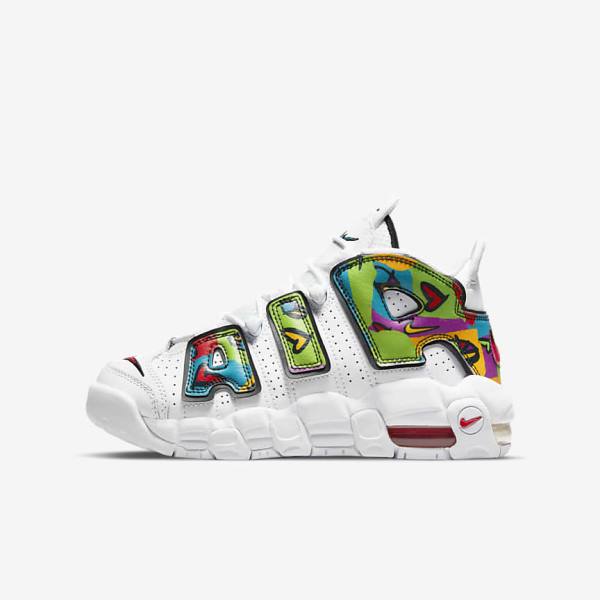 White Kids\' Nike Air More Uptempo Older Sneakers | NK285TOZ