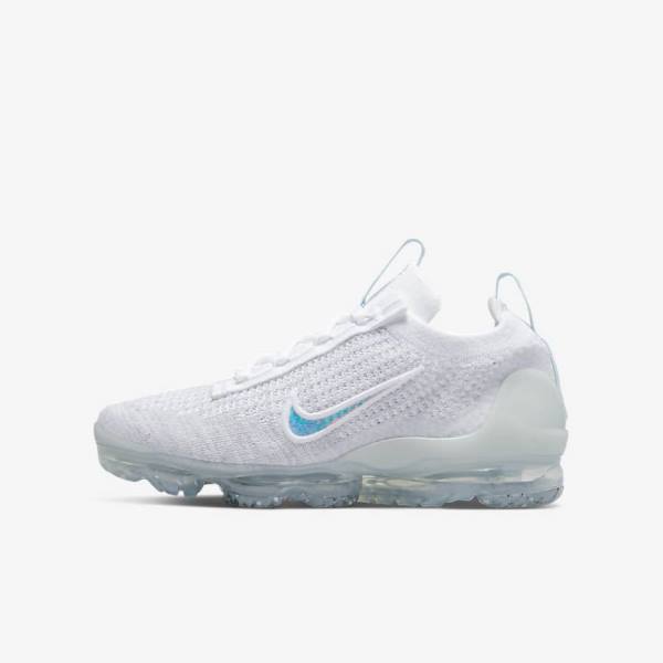 White Kids\' Nike Air VaporMax 2021 FK Older Sneakers | NK379MTA