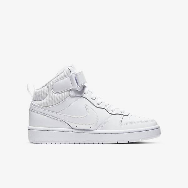 White Kids' Nike Court Borough Mid 2 Older Sneakers | NK052LHD