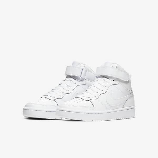 White Kids' Nike Court Borough Mid 2 Older Sneakers | NK052LHD