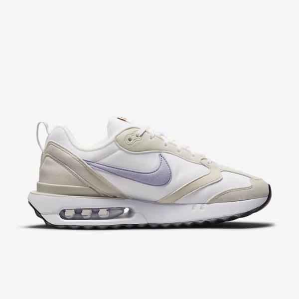 White / Light Beige / Black / Purple Women's Nike Air Max Dawn Sneakers | NK235LCT