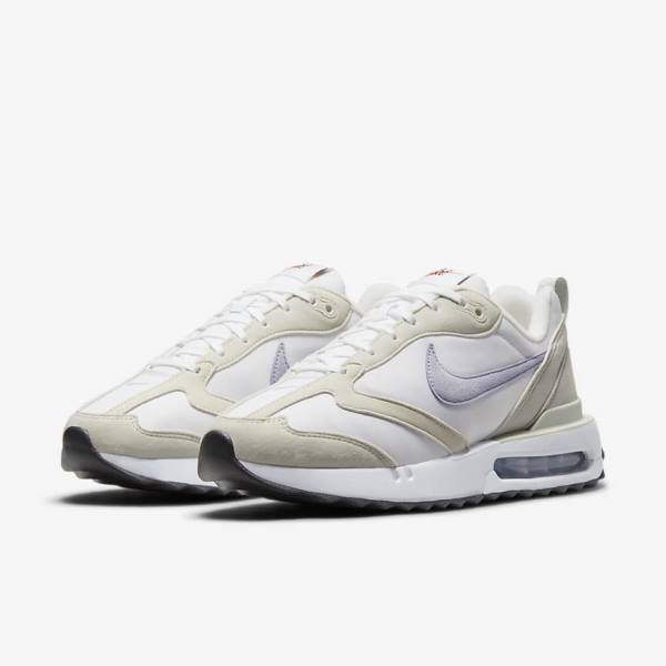 White / Light Beige / Black / Purple Women's Nike Air Max Dawn Sneakers | NK235LCT