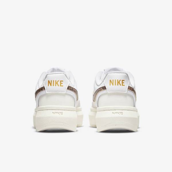 White / Light Beige / Brown Women's Nike Court Vision Alta Sneakers | NK872CVY