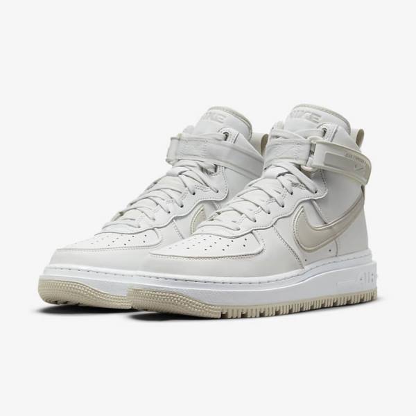 White / Light Beige Men's Nike Air Force 1 Boot Sneakers | NK890AEC