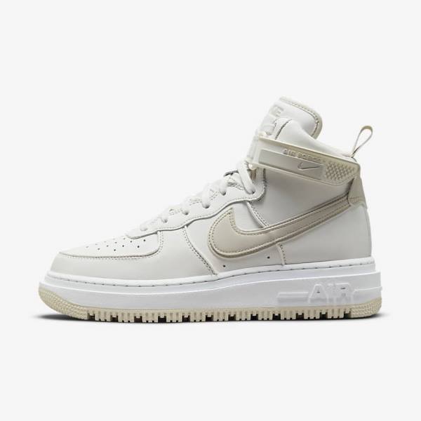 White / Light Beige Men\'s Nike Air Force 1 Boot Sneakers | NK890AEC