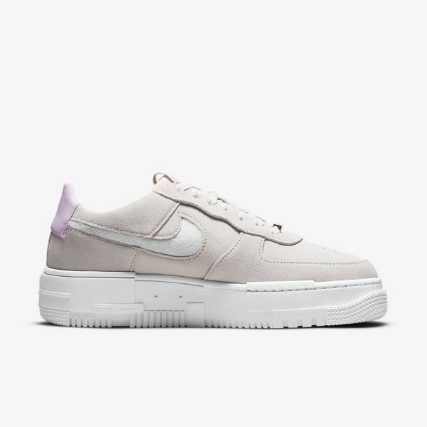 White / Light Beige / Pink Women's Nike Air Force 1 Pixel Sneakers | NK193YAP