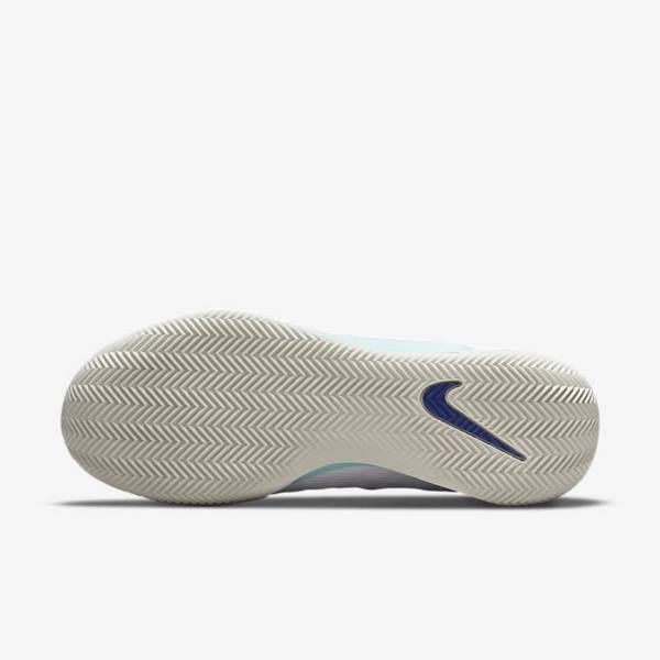 White / Light Beige / Turquoise / Royal Blue Men's Nike NikeCourt Zoom NXT Clay Court Tennis Shoes | NK406NDH