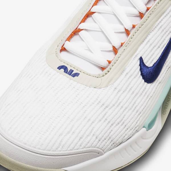 White / Light Beige / Turquoise / Royal Blue Men's Nike NikeCourt Zoom NXT Hard Court Tennis Shoes | NK561TNX