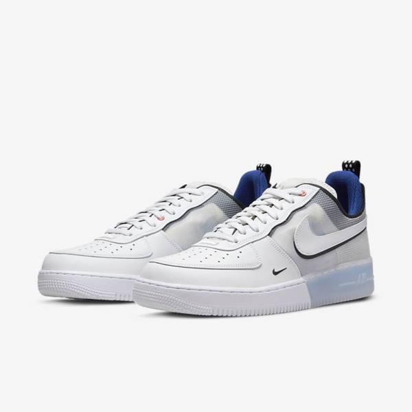 White / Light Blue / Royal Blue / White Men's Nike Air Force 1 React Sneakers | NK473PSL