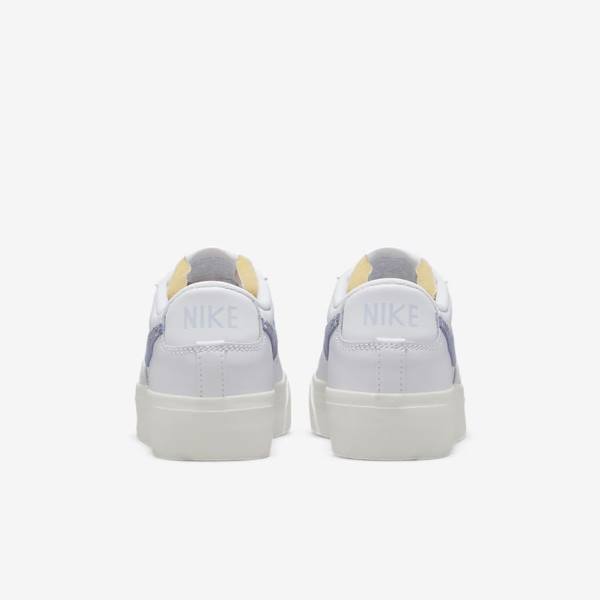 White / Light Blue Women's Nike Blazer Low Platform Sneakers | NK041JWU