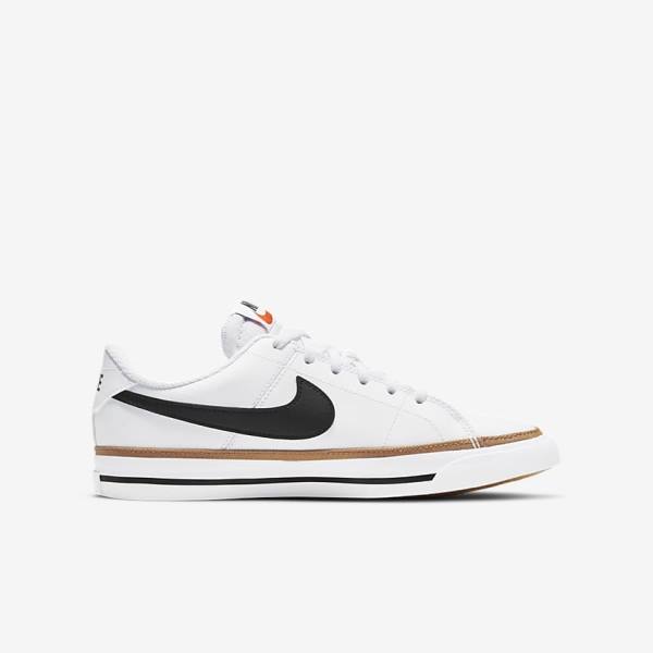 White / Light Brown / Black Kids' Nike NikeCourt Legacy Older Sneakers | NK693ZDM