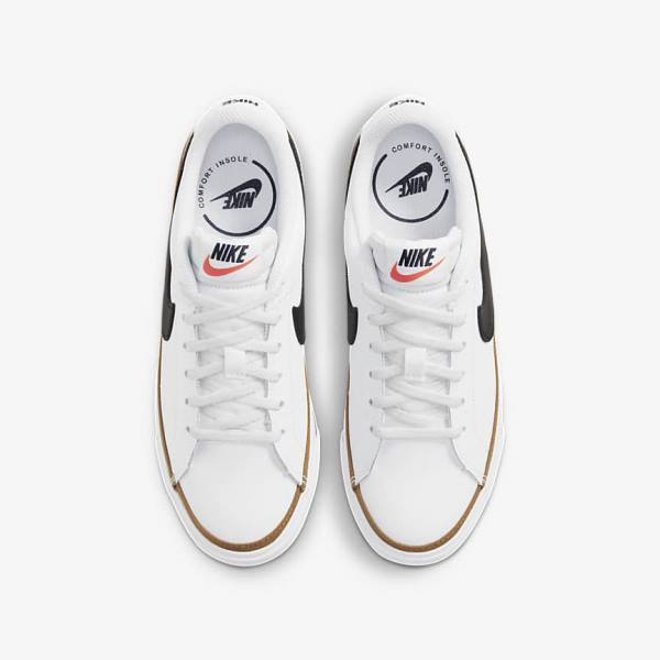 White / Light Brown / Black Kids' Nike NikeCourt Legacy Older Sneakers | NK693ZDM